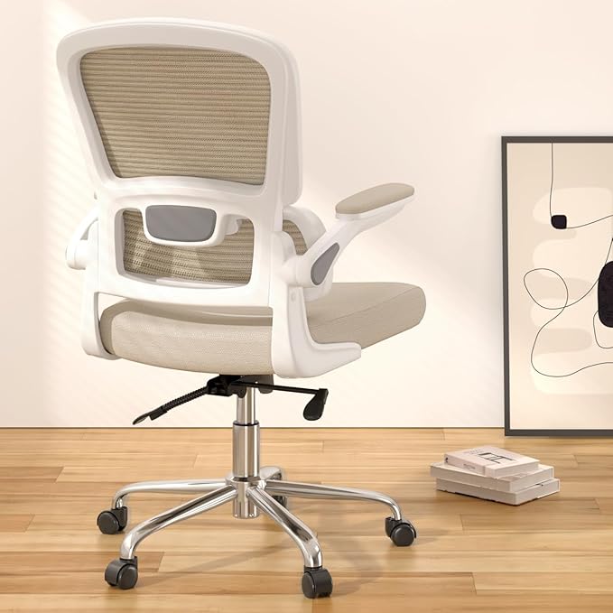 Office Chair, Ergonomic Desk Chair - Thick Cushion Adjustable Height Computer Chair with Lumbar Support and Flip-up Armrests, Home Office Desk Chairs, Swivel Executive Task Chair - LeafyLoom