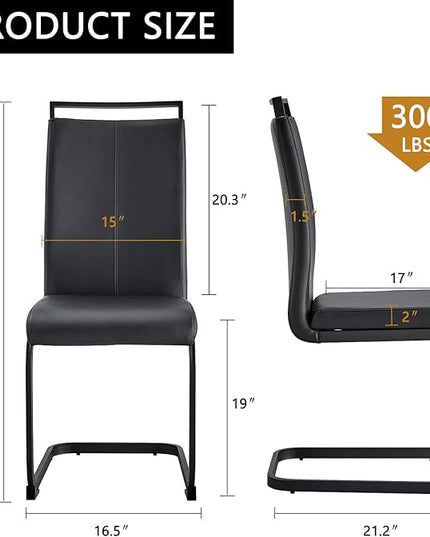 Modern Dining Chairs Set of 6,High Back Kitchen Chairs,Side Room Chair with Black Powder Coating Metal Legs,Easy to Clean Upholstered Dining Chairs,Ideal for Living Room(Black Chairs) - LeafyLoom