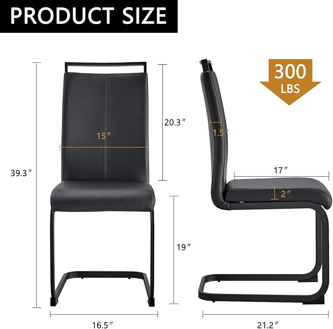 Modern Dining Chairs Set of 6,High Back Kitchen Chairs,Side Room Chair with Black Powder Coating Metal Legs,Easy to Clean Upholstered Dining Chairs,Ideal for Living Room(Black Chairs) - LeafyLoom