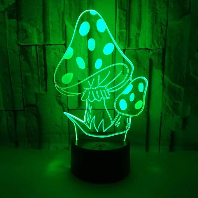 Magic Mushrooms 3D LED Table Lamp Psychedelic Mushrooms Night Light Optical Visual Illusion Home Decor Lighting - LeafyLoom