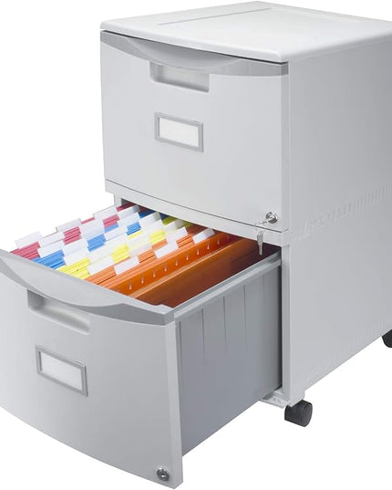 Storex 61310A01C File Cabinet, 1-Pack, Grey/Dark Grey - LeafyLoom