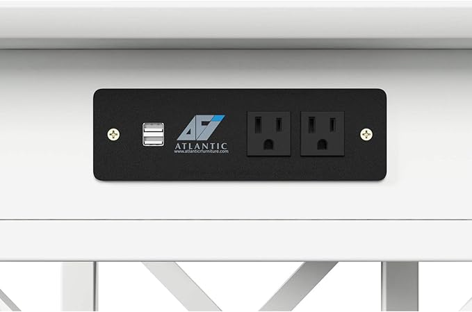 AFI Lexi Desk with Drawer and Charging Station in White - LeafyLoom