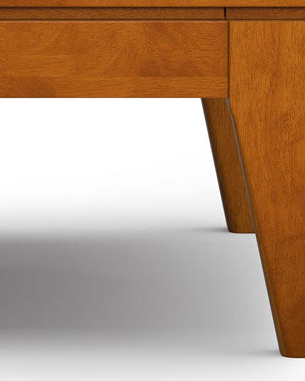 SIMPLIHOME Harper SOLID HARDWOOD Wide Square Contemporary End Table for The Living Room and Bedroom, 22 inch, Teak Brown - LeafyLoom