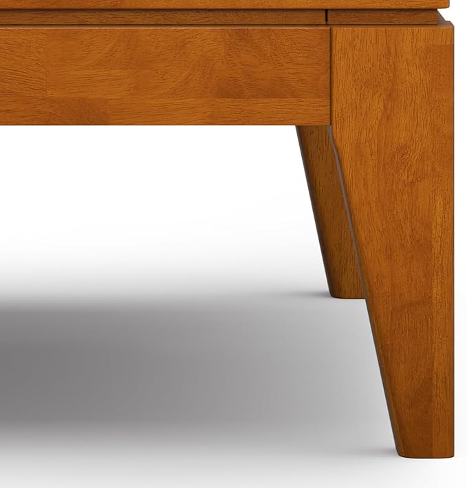 SIMPLIHOME Harper SOLID HARDWOOD Wide Square Contemporary End Table for The Living Room and Bedroom, 22 inch, Teak Brown - LeafyLoom