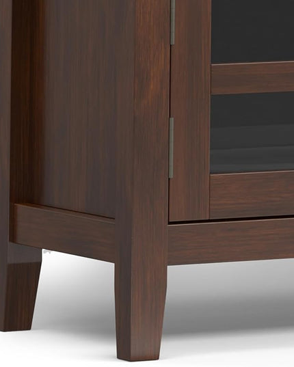 SIMPLIHOME Artisan SOLID WOOD Wide Transitional Media Stand for TVs up to 80 inches for The Living Room and Entertainment Center, 72 inch, Russet Brown - LeafyLoom
