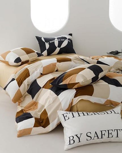 Checkerd Comforter Set Full Multicolored Grid Comforter Men Women Modern Chic Checkered Bed Comforter White Black Plaid Buffalo Full Bedding Comforter All Season Hotel Quality Bed Set - LeafyLoom