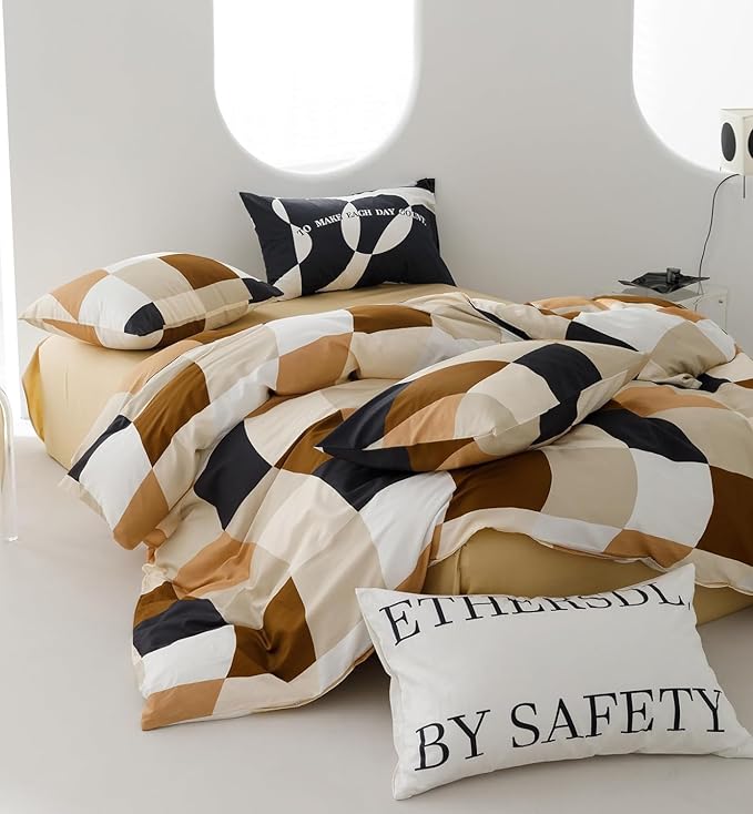 Checkerd Comforter Set Full Multicolored Grid Comforter Men Women Modern Chic Checkered Bed Comforter White Black Plaid Buffalo Full Bedding Comforter All Season Hotel Quality Bed Set - LeafyLoom