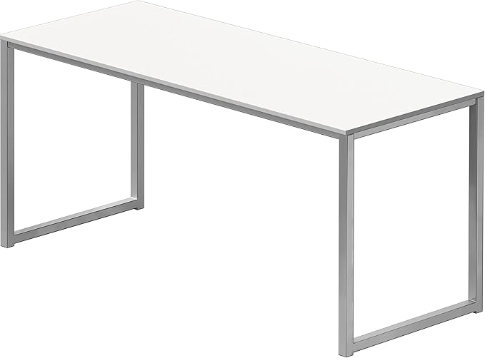 SHW Home Office 55-Inch Computer Desk, 24" Deep, White - LeafyLoom
