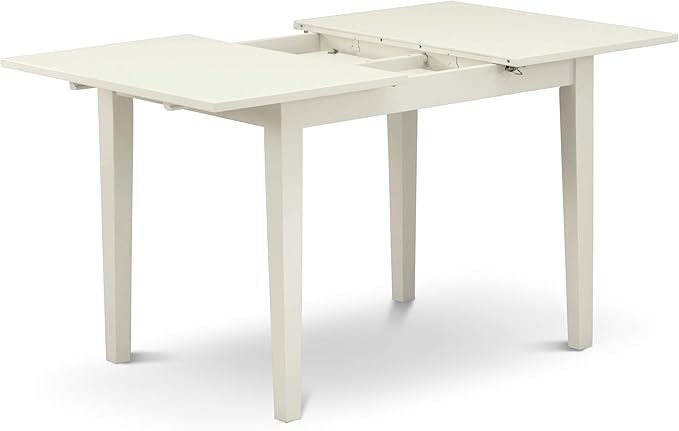 East West Furniture NOVA5-LWH-W 5 Piece Dining Room Table Set Includes a Rectangle Kitchen Table with Butterfly Leaf and 4 Dining Chairs, 32x54 Inch, Linen White - LeafyLoom