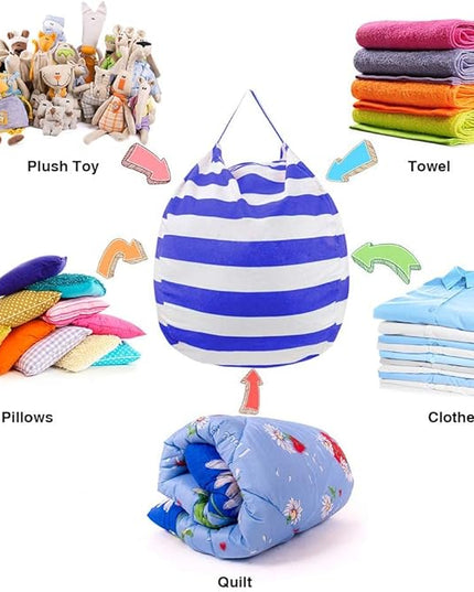 Stuffed Animal Storage Bean Bag Chair Cover for Kids Room, Stuffed Animals Storage Organizer Boys and Girls Plush Toy—Deep Blue - LeafyLoom