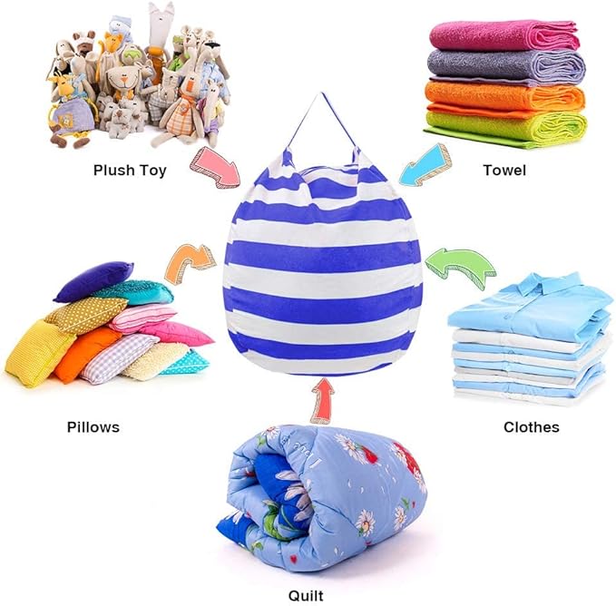 Stuffed Animal Storage Bean Bag Chair Cover for Kids Room, Stuffed Animals Storage Organizer Boys and Girls Plush Toy—Deep Blue - LeafyLoom