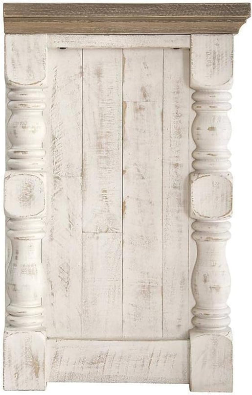 Signature Design by Ashley Havalance Farmhouse TV Stand Fits TVs up to 65", 2 Door Cabinet and Shelves For Storage, Vintage White & Weathered Gray - LeafyLoom