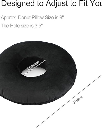 Piercing Pillow Ear Pillows Donut with Hole for Ear Pain CNH Piercing Pain Relief Sleeping Pressure Sore Side Sleepers Ear Guard Protector, Velvet Black - LeafyLoom