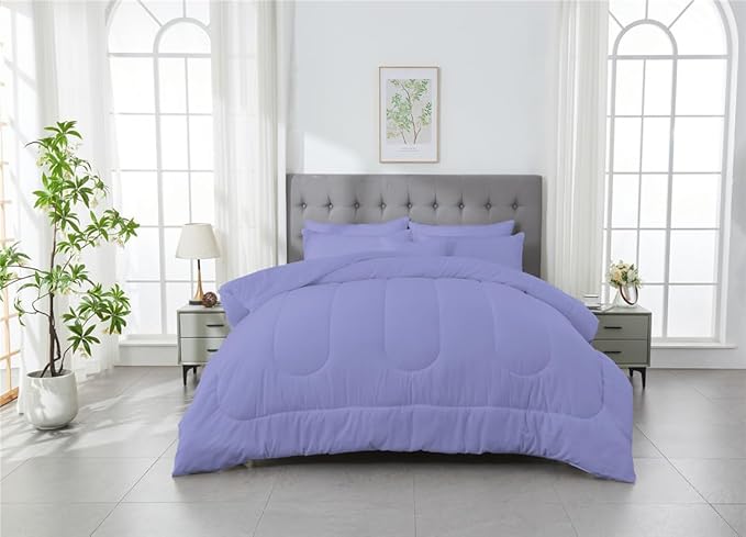 3 Piece Solid Color All Season Bedding Comforter Set Microfiber Soft Lightweight Bedding Set for Kids Teens Adults Room Decor with 1 Comforter and 2 Pillowcases King - LeafyLoom