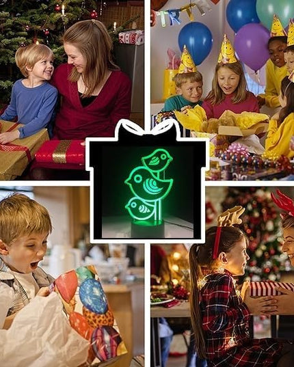 Lovely Little Birds 3D Night Lights,USB Charging LED Table Lamp Kid's Room Decors Optical Illusion 3D Arts Bedside Lamp Gifts for Kids Decor Gifts for Baby Son Daughter or Grand Daughter - LeafyLoom