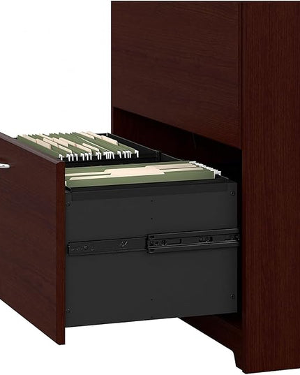 Bush Furniture Cabot Lateral File Cabinet in Harvest Cherry - LeafyLoom