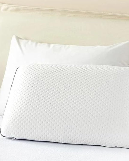 English Home 2 Pack Memory Foam Pillow, Breathable Height Adjustable Orthopedic Pillow, Cervical Pillow for Neck Pain, Machine Washable Side Sleeper Pillow, Neck Pillow, Hard, 16"x 24"x6" inch White - LeafyLoom