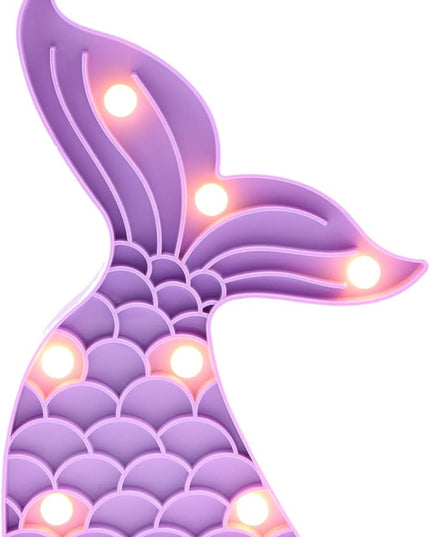 Cute Mermaid Tail Night Light, Mermaid Party Supplies, Mermaid Birthday Party Decorations, Mermaid Lamp, Battery Operated Led Light, Mermaid Bedroom Decor for Girls,Plastic(Purple） - LeafyLoom