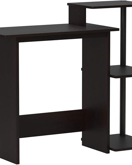 Furinno Efficient Home Laptop Notebook Computer Desk with Square Shelves, Espresso/Black - LeafyLoom