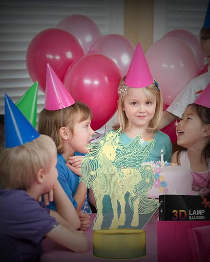 3D LED Night Light for Kids, 7 Colors Changing Unicorn Light, 3 Modes with Remote Control 3D Optical Illusion Light for Kids Bedroom, Home Decor, Birthday Xmas Party Thanksgiving Halloween Gifts - LeafyLoom