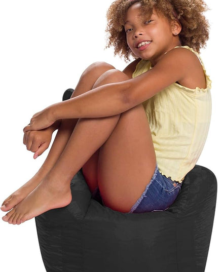 Posh Creations Bean Bag Structured Seat for Toddlers and Kids, Comfy Chair for Children, Pasadena, Black - LeafyLoom