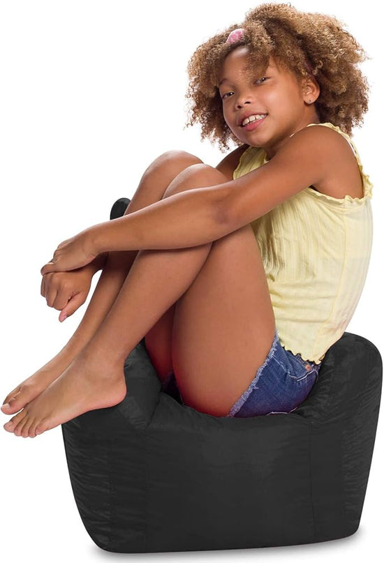 Posh Creations Bean Bag Structured Seat for Toddlers and Kids, Comfy Chair for Children, Pasadena, Black - LeafyLoom