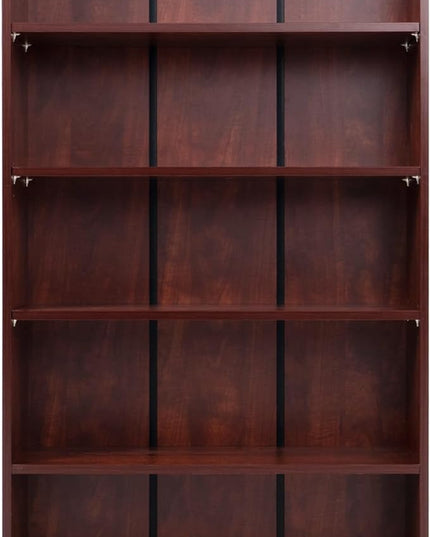 STARY 5 Shelf Cherry Bookcase 60 inch Tall Wood Bookshelf for Bedroom - LeafyLoom