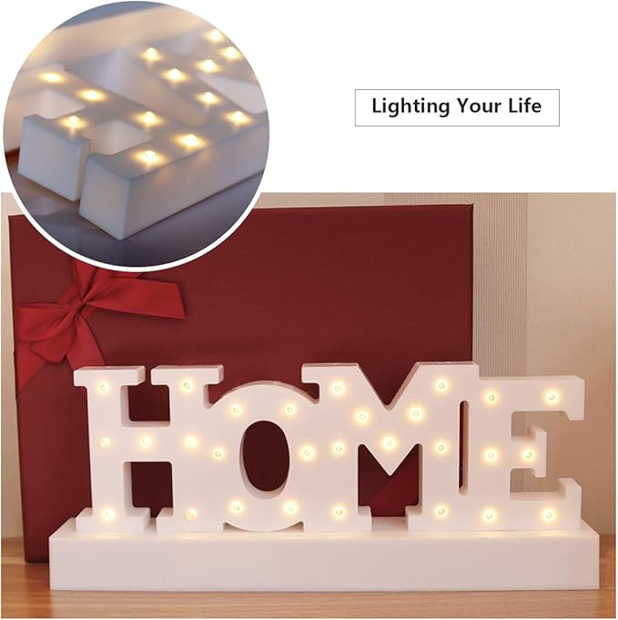 GUOCHENG Home Letter Decor Light LED Alphabet Marquee Light Sign Home Decorative Mood Table Lamps for Bedroom Children Kids Room Nursery Everyday Indoor Motif Decor - LeafyLoom