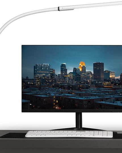 Eye-Caring Desk Lamp, Gooseneck Lamp with Clamp, Swing Arm Desk Light, Adjustable Brightness & Color Temperatures, Memory & Timer Function, Clip on Desk Lamp for Home Office, 12W, White - LeafyLoom