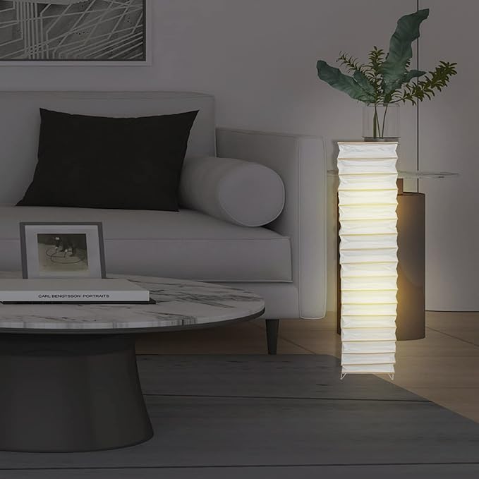 Uonlytech Paper Floor Lamp Shades Nordic Style Table Lampshades Barrel Chandelier Light Cover Protector for Home Hotel Bedside Desk Floor Lamp, Beige - LeafyLoom