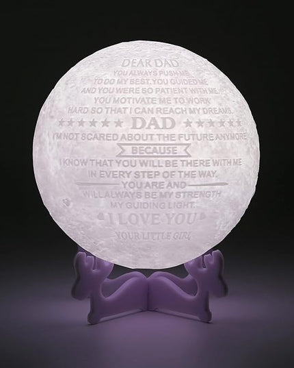 Personalized Bonus Step Father Gifts for SeniorsCool 3D Moon Lamp,Thank You Gifts Moon Decor for Best Dad from Daughter and Son,Moon Lights for Bedroom Birthday Gifts for Dad - LeafyLoom