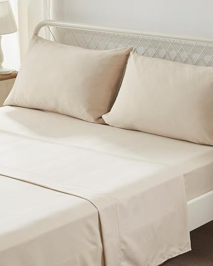 Anluoer King Bed in a Bag 7 Pieces, Beige Tufted Comforter Set with comforters and sheets, All Season Bedding Sets with 1 Comforter, 2 PillowShams, 2 Pillowcases, 1 Flat Sheet, 1 Fitted Sheet - LeafyLoom