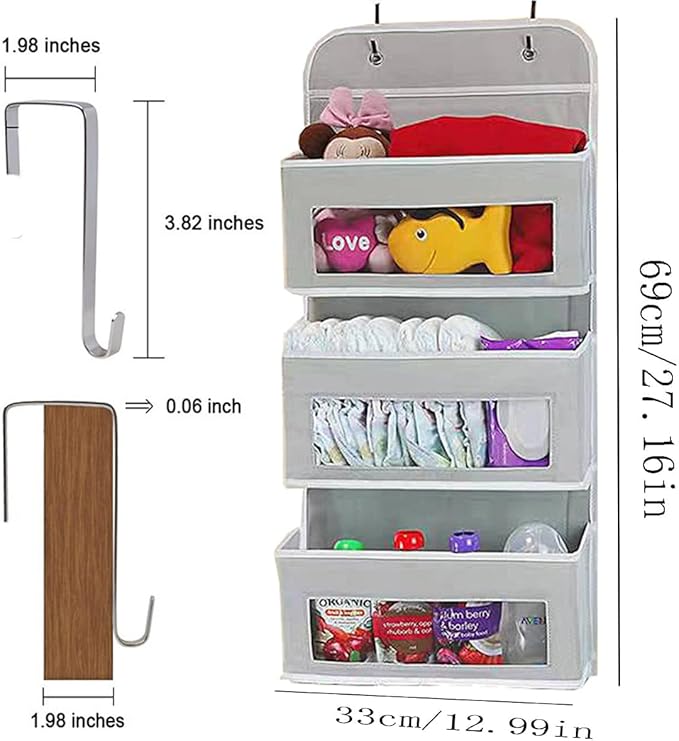 6-Tier Mobile Bookshelf with Wheels,Open Bookshelf and Over the Door OrganizerPack of 2, Door Hanging Organizer Storage, Miscellaneous Items Storage Rack Display Rack for Living Room(White and gray) - LeafyLoom