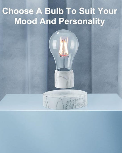 Magnetic Levitating Light Bulb Lamp, 360 Degree Rotating Floating Bulb Desk Lamp, Magnetic Levitation Bulb Night Lights, Cool Gifts, Room Office Decorative Lamp (White) - LeafyLoom