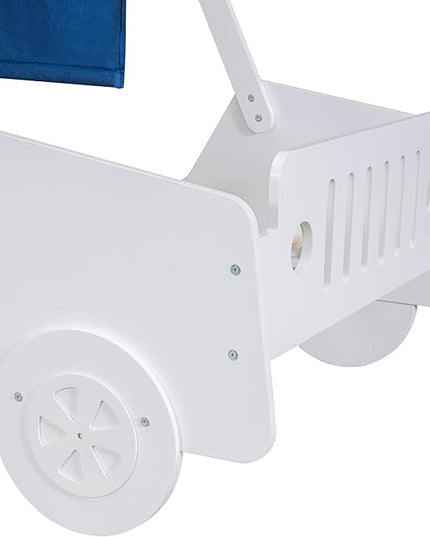 Twin Size Kids Car Bed with Tent Canopy & Wheels,Wood Bedframe W/Safty Grille,Raised Base Design,Easy to Assemble,Toddler Boys Car-Shaped Bedroom Beds for Reading Playing Relaxing,White - LeafyLoom