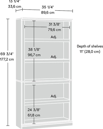 Sauder Miscellaneous Storage 5-Shelf Display Bookcase, Glacier Oak Finish - LeafyLoom