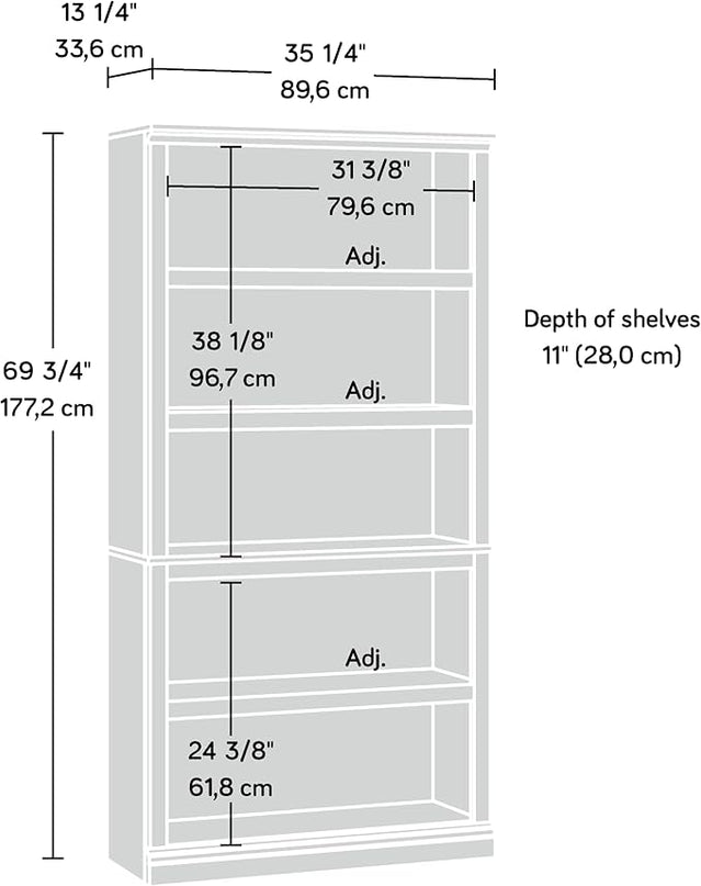 Sauder Miscellaneous Storage 5-Shelf Display Bookcase, Glacier Oak Finish - LeafyLoom