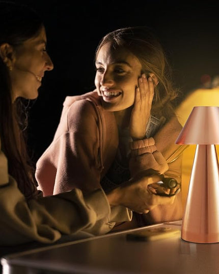 Portable Metal Desk Lamp, Cordless Metal LED Table Lamp,3 Color Touch Control Rechargeable Lamp,3-Levels Brightness Room Decor Desk Lamp,Bedside Lamp,Dining Room Lamp (Rose Gold) - LeafyLoom