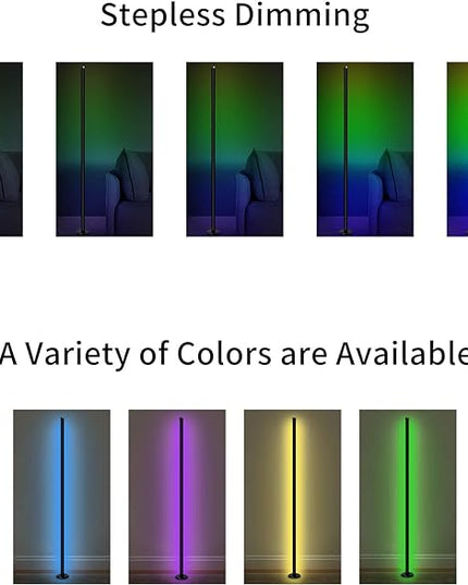 Smart RGB Floor Lamp Living Room, 10W Floor Lamp With APP and Remote Control, Dimmable Music Sync Timer LED Corner Lamp, Modern RGB Color Changing Floor Lamp for Living Room, Bedroom [Energy Class F] - LeafyLoom