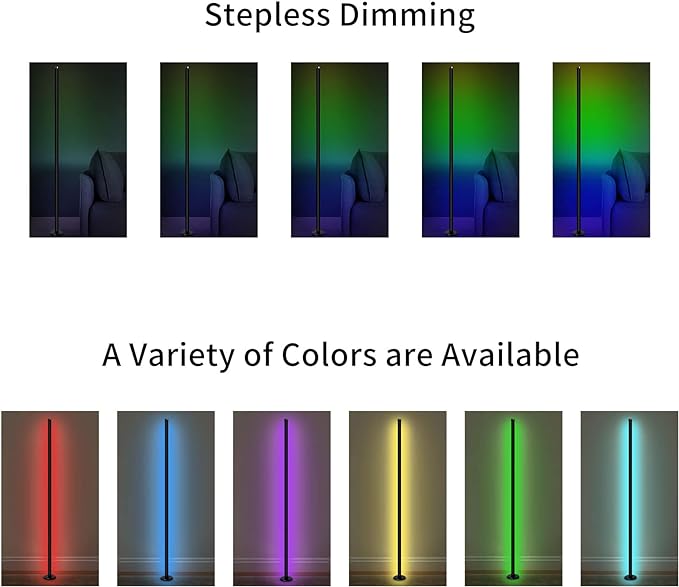 Smart RGB Floor Lamp Living Room, 10W Floor Lamp With APP and Remote Control, Dimmable Music Sync Timer LED Corner Lamp, Modern RGB Color Changing Floor Lamp for Living Room, Bedroom [Energy Class F] - LeafyLoom