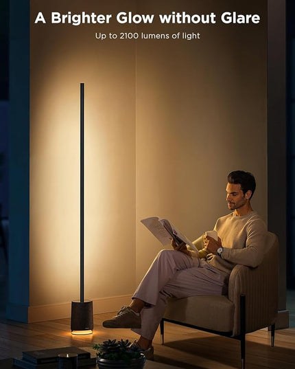 Govee Floor Lamp Pro, RGBIC LED Lamp with Bluetooth Speaker and White Noise, 2100 Lumens Standing Lamp, Works with Alexa, 16 Million Colors, Music Sync, Floor Lamp for Bedroom, Living Room, Black - LeafyLoom