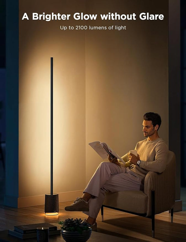 Govee Floor Lamp Pro, RGBIC LED Lamp with Bluetooth Speaker and White Noise, 2100 Lumens Standing Lamp, Works with Alexa, 16 Million Colors, Music Sync, Floor Lamp for Bedroom, Living Room, Black - LeafyLoom