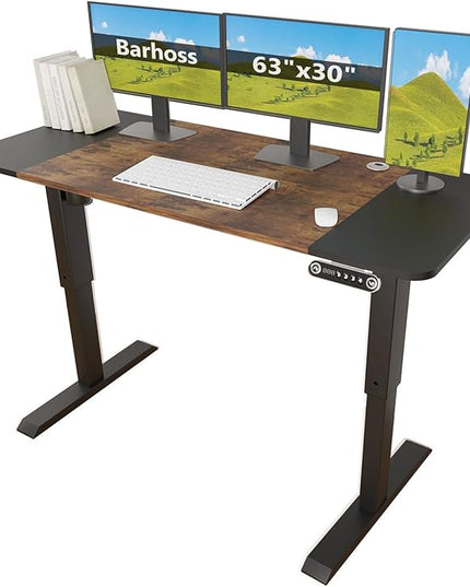 Standing Desk Adjustable Height Desk,63x30Inches, Stand Up Desk Table for Home Office, Home Office Computer Desk,Memory Preset,Height adjustments from 28" to 46" - LeafyLoom