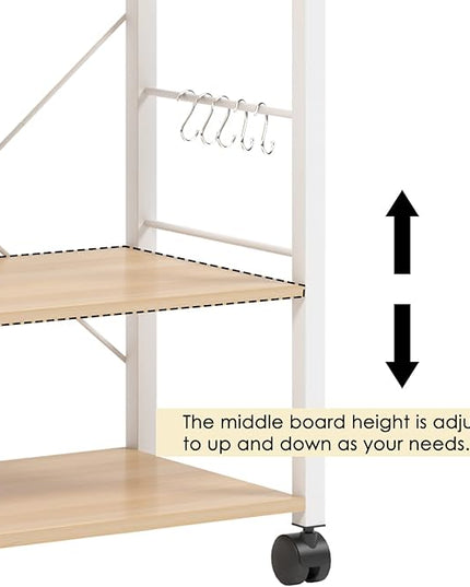 sogesfurniture 3-Tier Kitchen Baker's Rack Utility Shelf Microwave Oven Stand Storage Cart Workstation Shelf 3-Tier Kitchen Utility Cart on Wheels with Storage, Maple - LeafyLoom