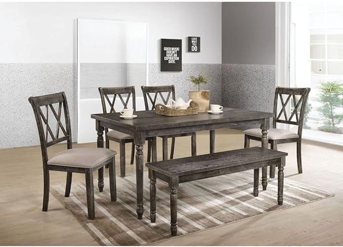 NicBex Dining Table Contemporary Kitchen Table Farmhouse Rustic Dining Table in Weathered Gray Rectangular Dining Table, Easy Assembly, Gray - LeafyLoom