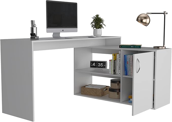 NicBex Kimberly-DW-00202-LWJ Home Office Desks, 59.64"x45.86"x30.11", White - LeafyLoom