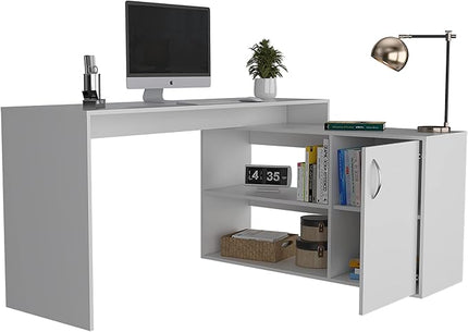 NicBex Kimberly-DW-00006-LWJ Home Office Desks, 59.6"x45.9"x30.1", White - LeafyLoom