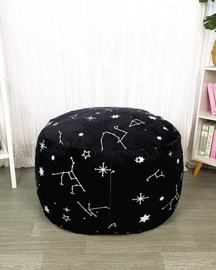 Bean Bag Chair COVER -(NO BEANS) for kids Teens, zipper opening, soft velvet, X-Large (34" Black) - LeafyLoom