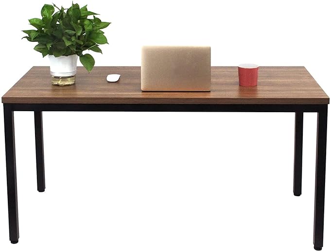BIBOC 24X55 inches Computer Desk/Dining Table, Office Desk, Composite Wood Board Sturdy Writing Workstation for Home Office Walnut and Black Legs - LeafyLoom
