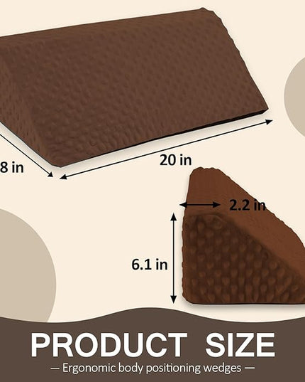 Wedge Pillow for Side Sleeping, Body Positioning Foam Wedge Pillow, Side Wedge Pillow for Sleeping Non-Slip Back Positioning Pillow for Bed Sore Wedge (Brown) - LeafyLoom